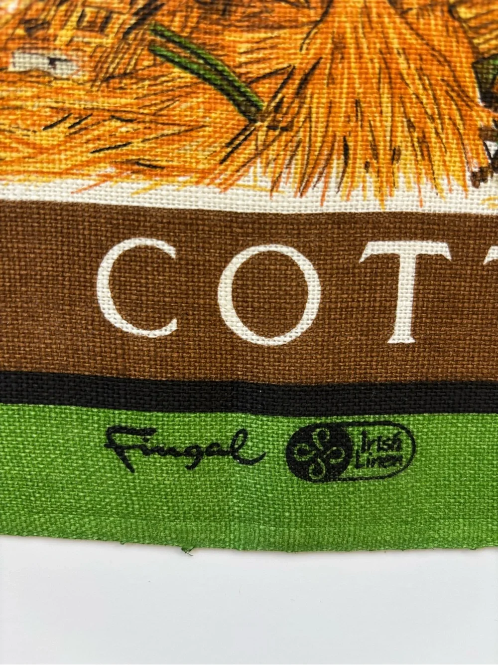 Vintage Fingal Linen Irish Cottages Tea Towel